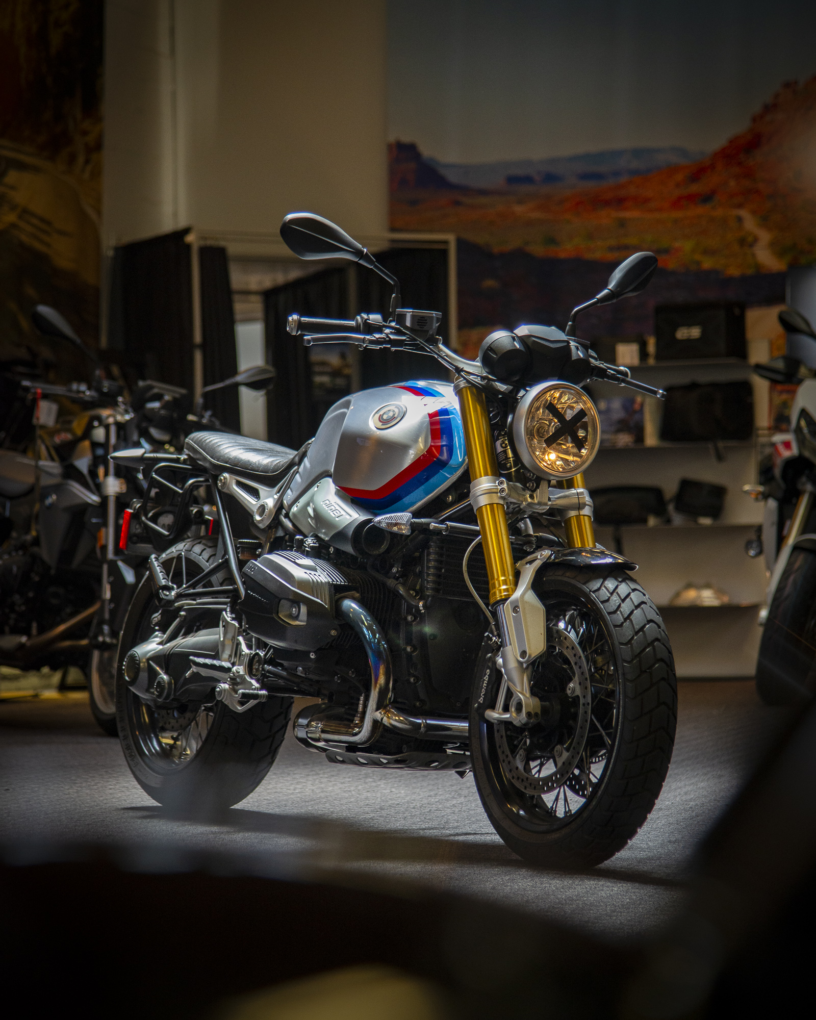 2023 BMW R nineT on display in a Showroom