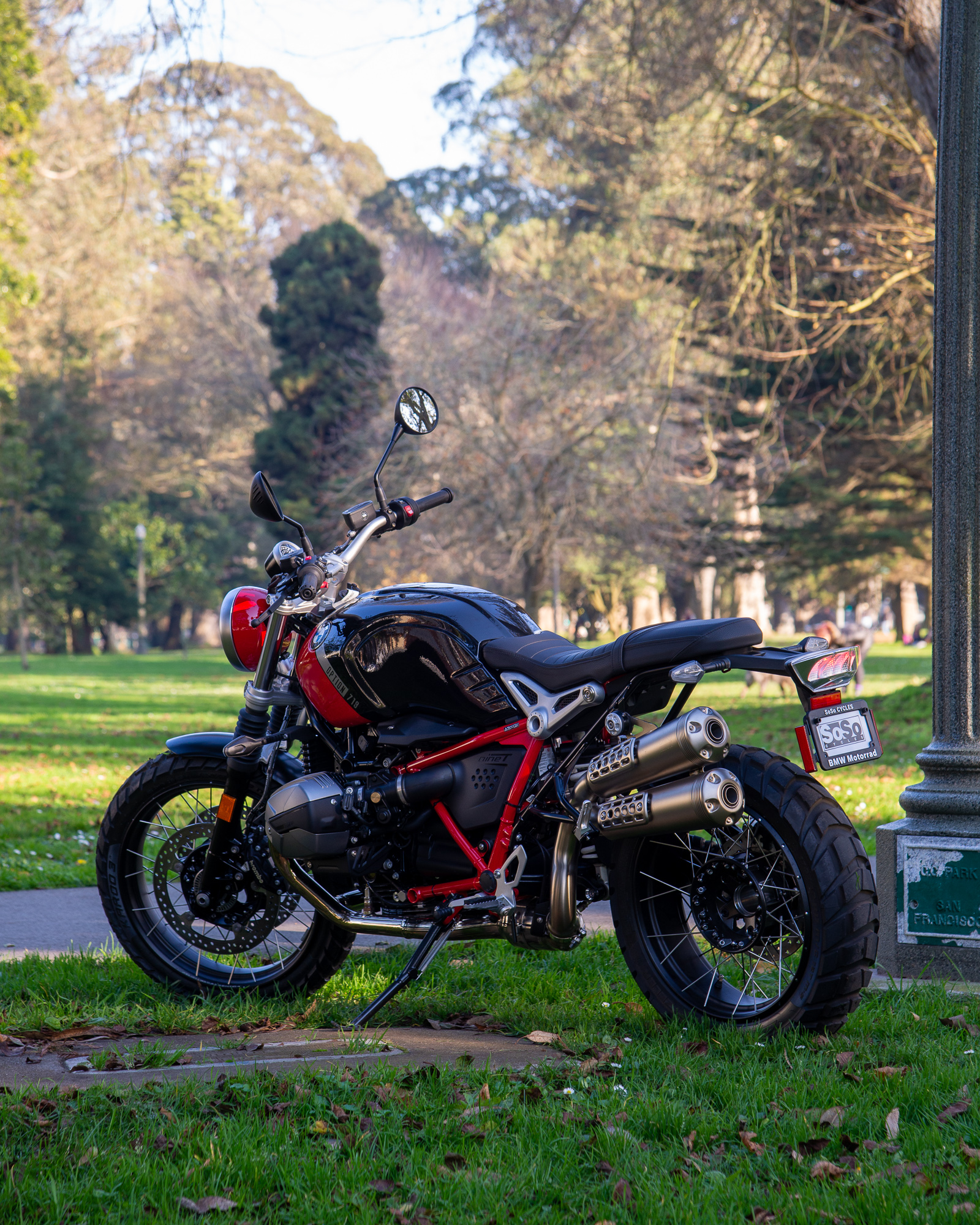 2023 BMW R nineT in a wooded park
