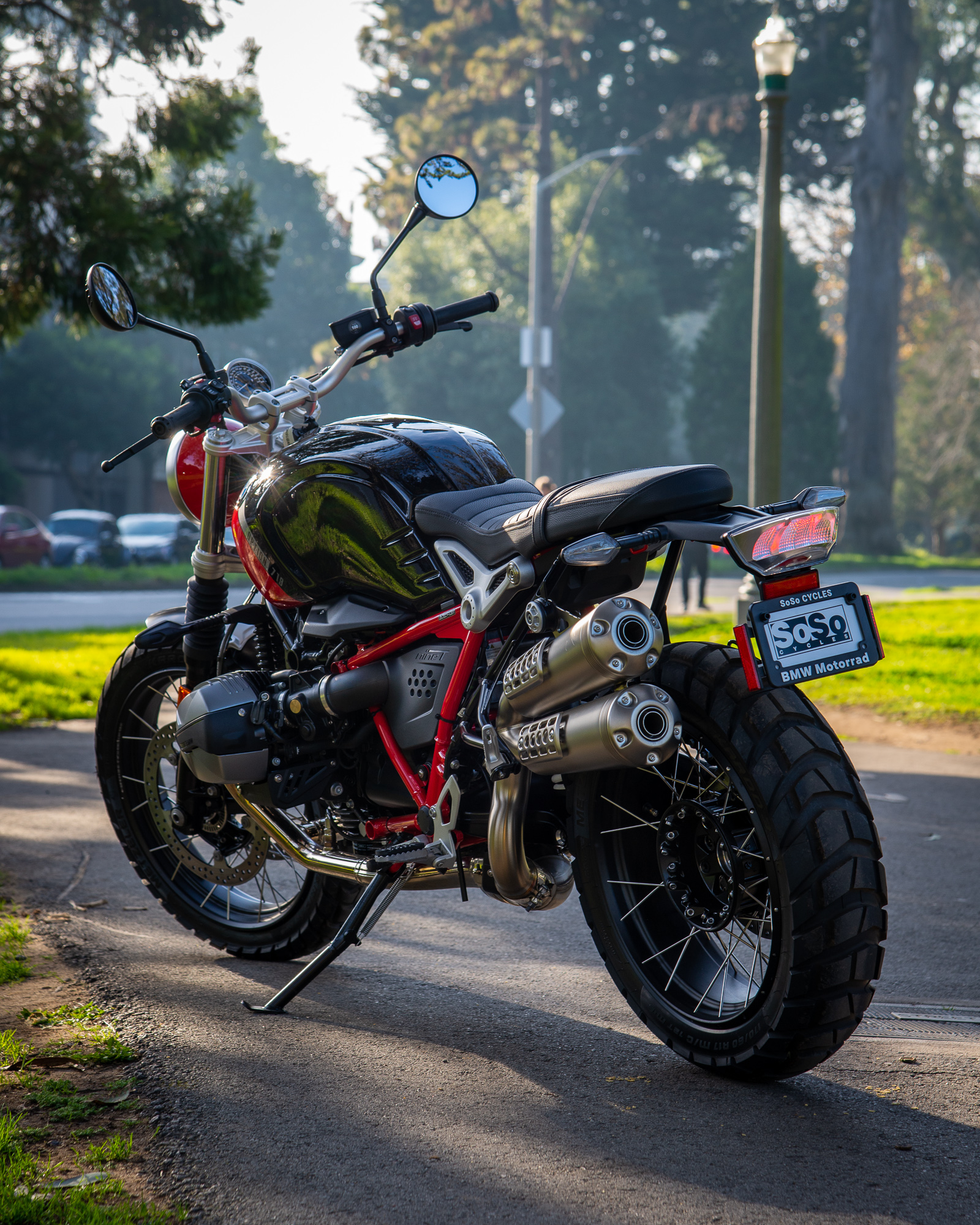 Custom BMW R NineT at Golden Gate Park in San Francisco, Ca