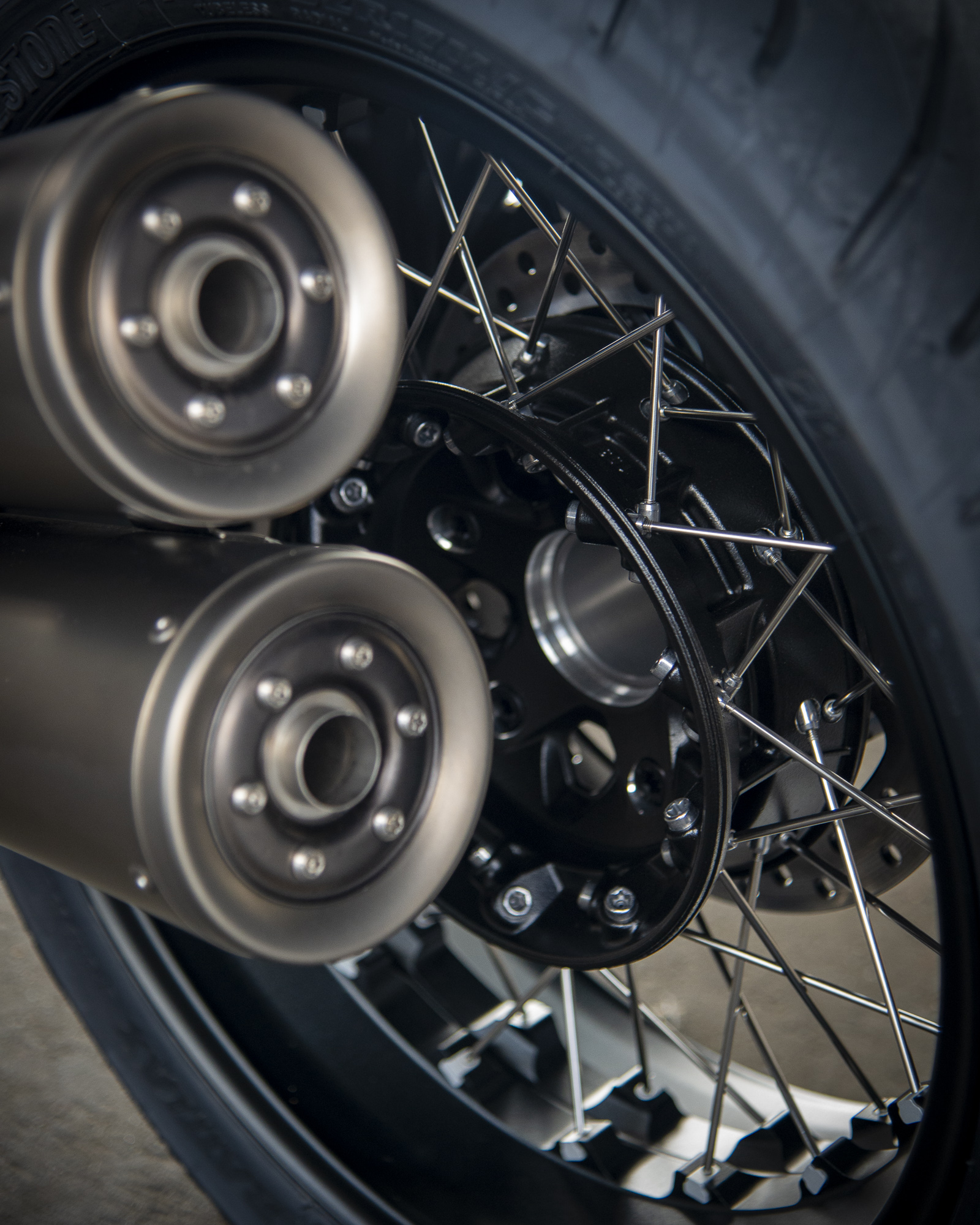 2023 BMW R nineT Exhaust and Wheel close-up